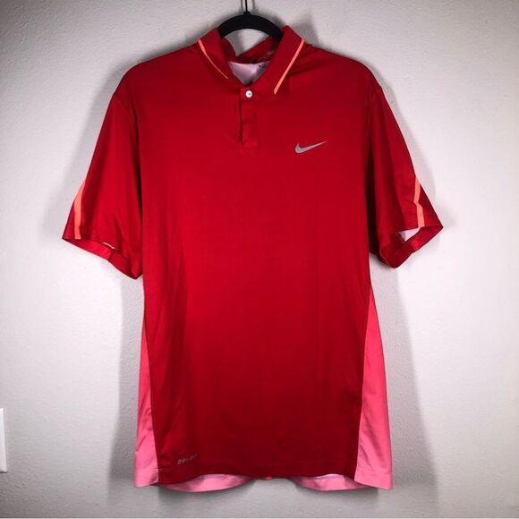 Nike Tiger Woods Collection TW Glow Polo Golf Shirt DRI-FIT Red Small 639822-657 - Picture 1 of 10